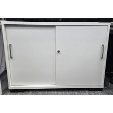 Elite Desk High Storage Unit Cupboard with Sliding Doors - Locking