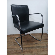 Bene Dexter Meeting / Conference Chair – Black Leather & Chrome